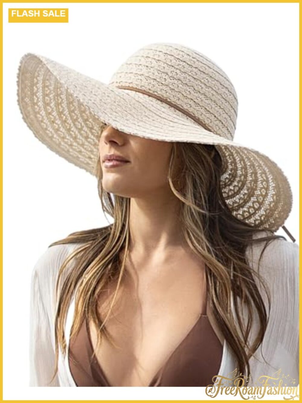Womens Sun Hat Wide Brim Floppy Foldable Beach Travel